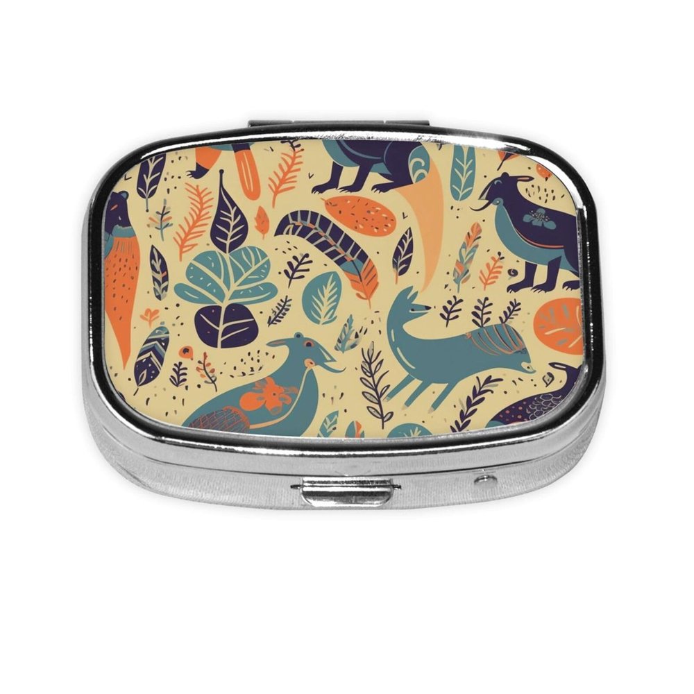 Australian Animals Pill Box Metal Pill Case Portable Travel Pill Organizer for Pocket or Purse Decorative Medicine Box Vitamin Container