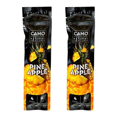 Camo Cones Natural Leaf King Cones 4 Cones Per Pack (Honey, Natural, Blueberry, Watermelon, Strawberry, Vanilla, Green Apple, Pineapple, Russian Cream, and Peach) (Pineapple, 2 Pack)