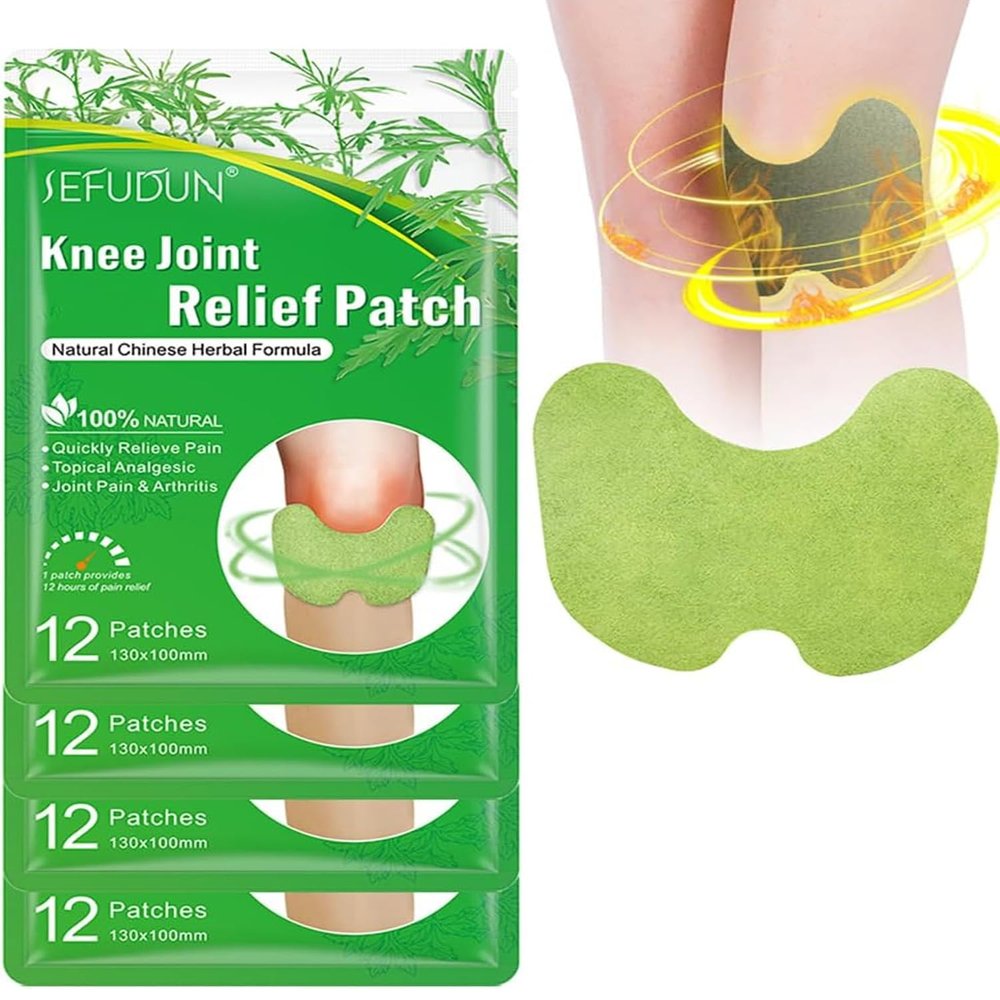 Kisinly Herbal Knee Patches, 48 Pcs Natural Knee Relief Patch, Herbal Wormwood Warming Extract Sticker for Knee, Back