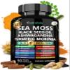 Adndale Sea Moss Black Seed Oil Ashwagandha Ginger Capsules. SeaMoss Capsules with Black Seed Oil, Ashwagandha, Turmeric, Moringa, Bladderwrack, Burdock Root, Manuka Honey, Cinnamon view 1