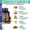 Adndale Sea Moss Black Seed Oil Ashwagandha Ginger Capsules. SeaMoss Capsules with Black Seed Oil, Ashwagandha, Turmeric, Moringa, Bladderwrack, Burdock Root, Manuka Honey, Cinnamon view 2