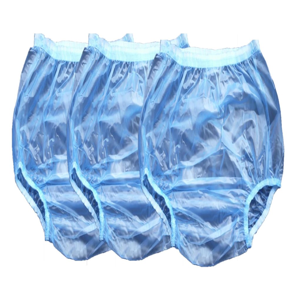 NineLife Basics Incontinence Cover Washable Leakproof Underwear Plastic Shorts Blue,Pack of 3 (Large)