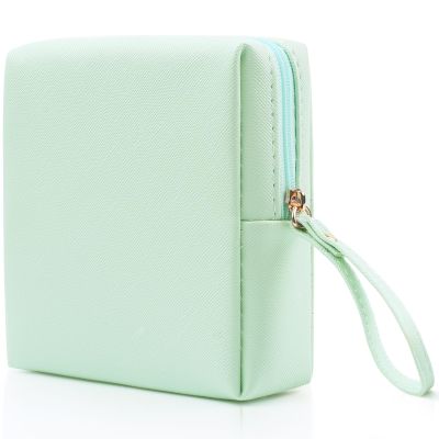 Teircno Sanitary Napkin Period bag for Women, Sanitary Napkin Storage Bag, PU Leather Sanitary Pad Bags Pounch, Portable Tampons Zipper Organizer Bag with Handle for Ladies