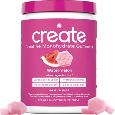 Create Creatine Monohydrate Gummies for Men & Women, Boost Focus, Strength, and Endurance, Anti-Melting Formula, Vegan, Gluten-Free, Non-GMO, 1.5g of Creatine per Gummy (Watermelon)
