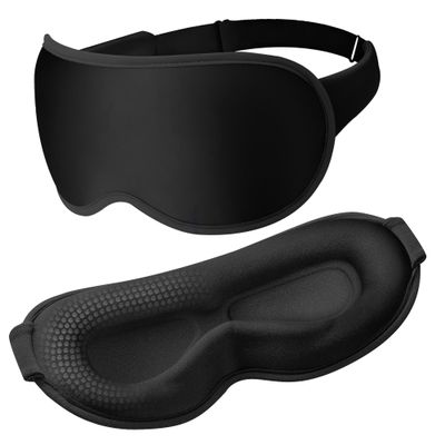 Blackout Sleep Mask for Men & Women: Weighted 3D Contoured Night Eye Cover, Zero Pressure Adjustable Strap & Breathable Fabric, Airplane Travel, Road Trips, Students,Meditation & Yoga Essentials,Black