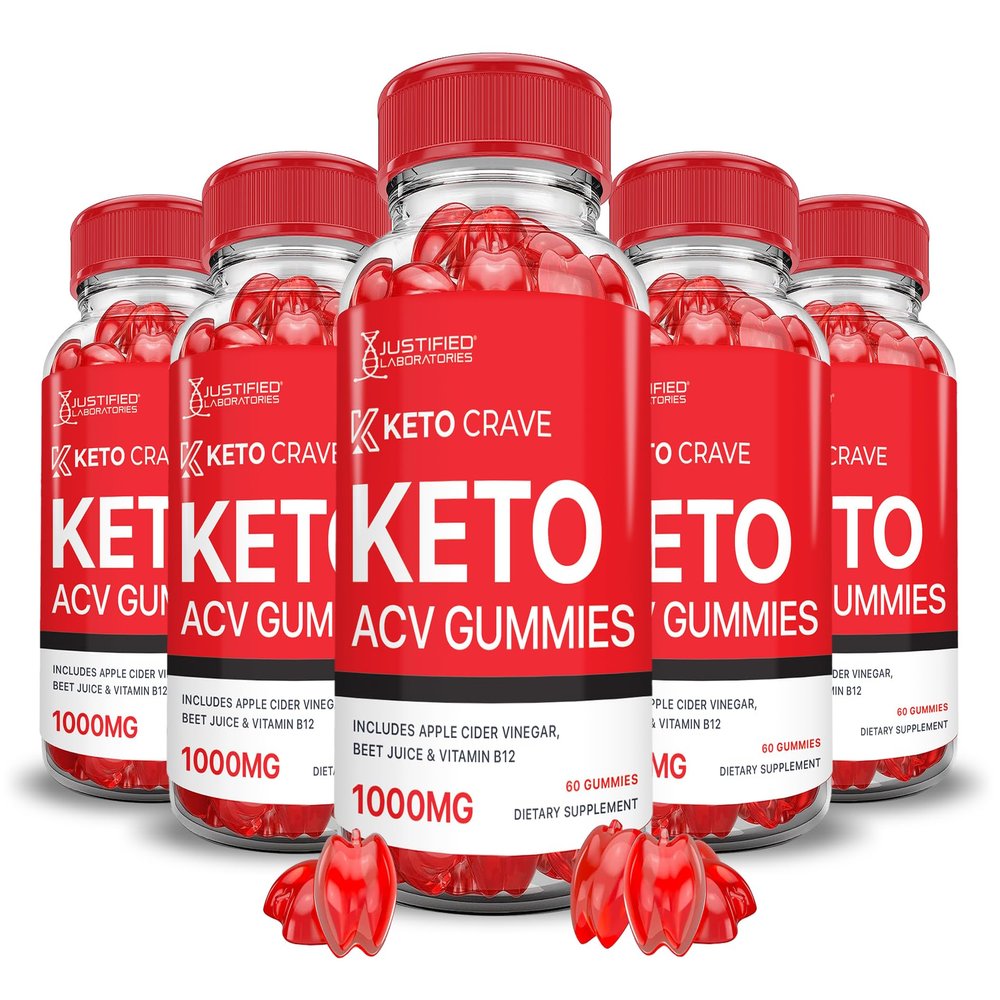 (5 Pack) Keto Crave Keto ACV Gummies Advanced Formula 1000MG Keto Crave Keto Gummies Apple Cider Vinegar Formulated with Pomegranate Beet Juice Powder B12 Vegan Non GMO 300 Gummys