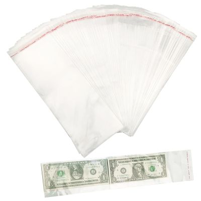 100 PCS Cake Money Box Transparent Bags, 3x7In Self-Adhesive Cellophane Bags, Suitable for Cash Gifts for Birthdays And WeddingsMoney Box for Cash Gift Pull