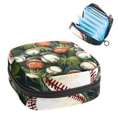 RODAILYCAY Sanitary Napkin Storage Bag, Zipper Period Pouch for Teen Girls Women, Portable Menstrual Tampons Collect Bags Baseball