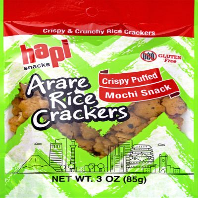Hapi Crispy Puff Mochi Arare Rice Crackers, 3 oz (Pack of 12)