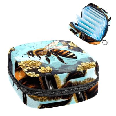 RODAILYCAY Sanitary Pads Bags, Starry Sky and Bee Menstrual Cup Pouch Nursing Pad Holder, First Period Kit Bags for Teen Girls Women Ladies