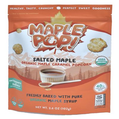 Maple Pop! | Oven-Baked | Gluten-Free | Air-Popped | Vegan | Organic Sweet Snack | Organic Caramel Popcorn (Salted Maple, Pack of 4)