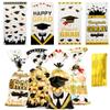 Leislam Graduation Treat Bags, Graduation Cellophane Treat Bags, 100 PCS Graduations Gift Bag, Plastic Clear Cello Candy Cookie Snack Goodies Bag with 100 Pcs Gold Ties for Graduations Party Favors Supplies, 4 Styles view 1