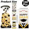 Leislam Graduation Treat Bags, Graduation Cellophane Treat Bags, 100 PCS Graduations Gift Bag, Plastic Clear Cello Candy Cookie Snack Goodies Bag with 100 Pcs Gold Ties for Graduations Party Favors Supplies, 4 Styles view 2
