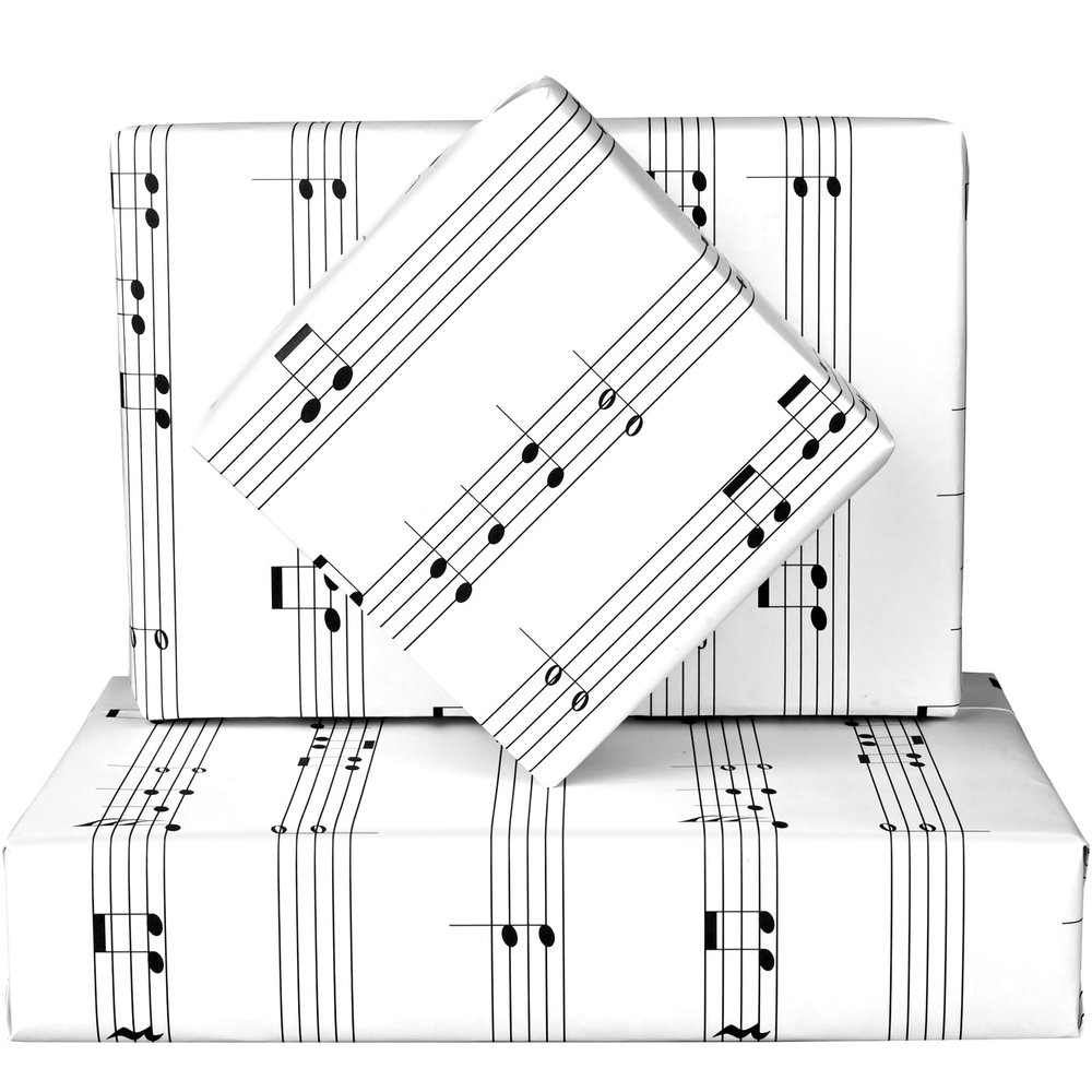 12 Sheets 28 * 20 Inches Musical Note Wrapping Paper Music Design Gift Wrap Paper for Birthday Baby Shower Wedding Bridal Shower Music Concert Party Craft Supplies