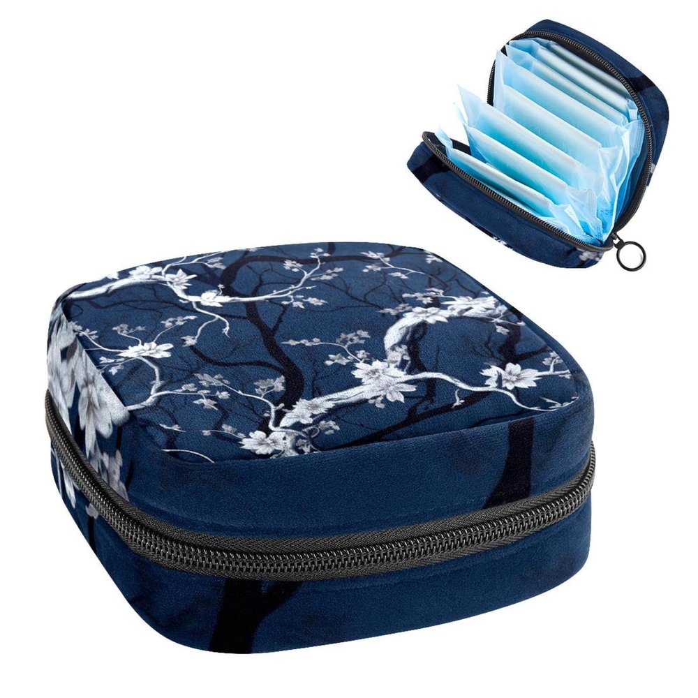 RODAILYCAY Tree and Flower Sanitary Napkin Storage Bag, Tampons Collect Holder Purse, First Period Kit for Girls Women, Pad Bag for Period for School