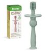 haakaa 360 Baby Toothbrush with Suction Base - Gentle Cleaning for Infant Self-Brushing Training, Food-Grade Silicone, Adjustable Safety Shield - Pea Green (1 Piece) view 1