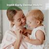 haakaa 360 Baby Toothbrush with Suction Base - Gentle Cleaning for Infant Self-Brushing Training, Food-Grade Silicone, Adjustable Safety Shield - Pea Green (1 Piece) view 2