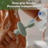 haakaa 360 Baby Toothbrush with Suction Base - Gentle Cleaning for Infant Self-Brushing Training, Food-Grade Silicone, Adjustable Safety Shield - Pea Green (1 Piece) view 4