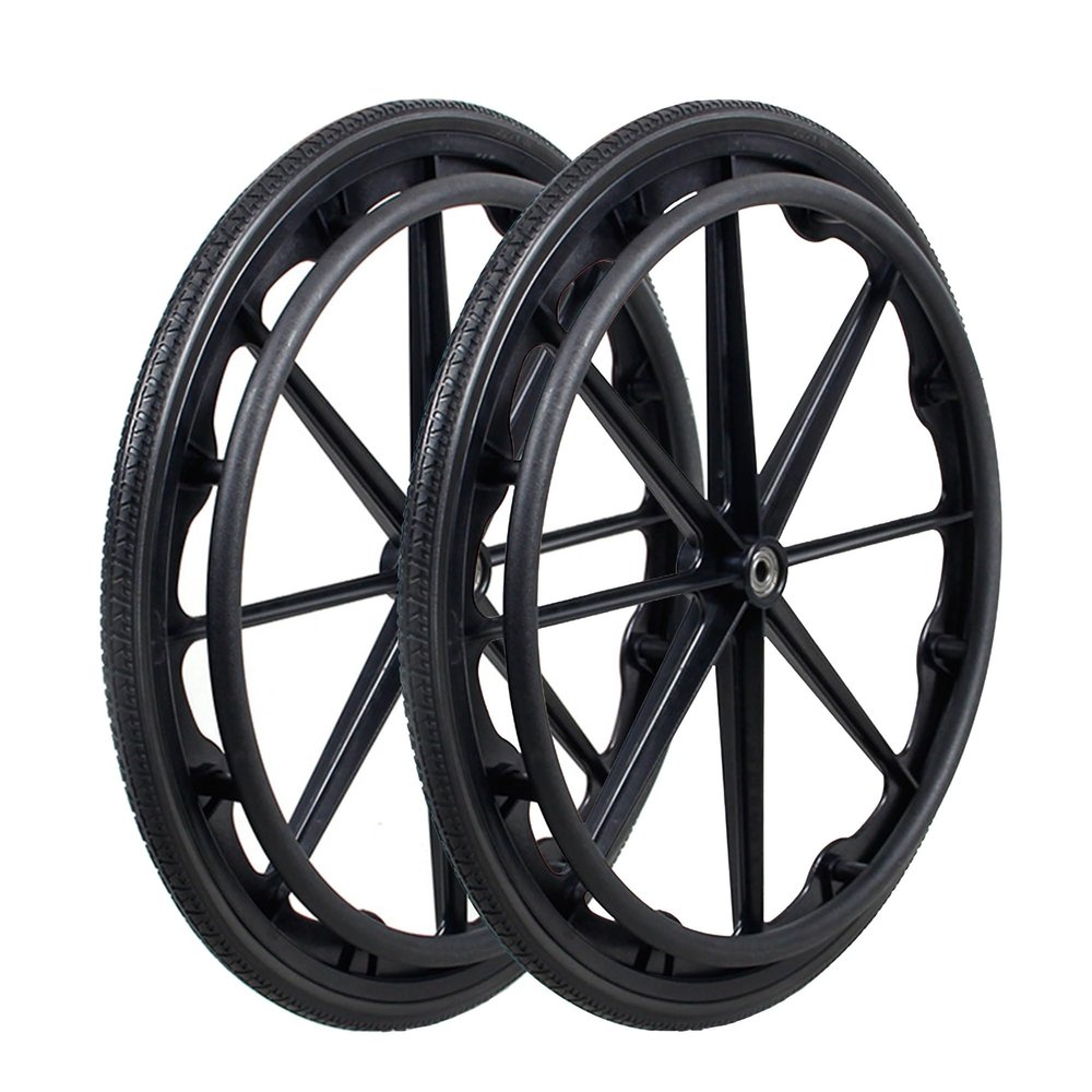 2 Pcs 20/22/24 Inch Replacement Wheelchair Rear Wheels Assembly, Polyurethane Solid Tire with 1/2" (12mm) Bearings and Handrim for Manual Wheelchairs (Size : 22x1 3/8)