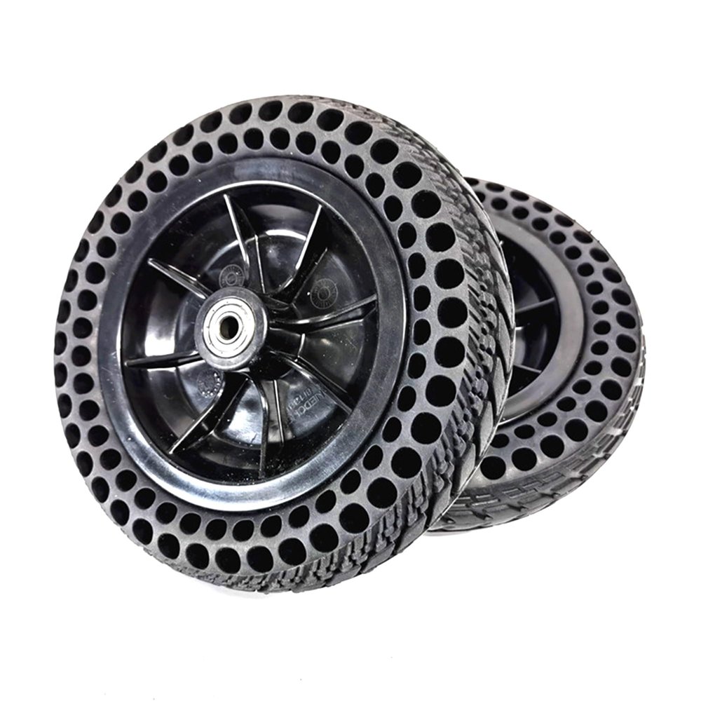 1 Pair 8x 2200x50 Replacement Wheelchair Front Wheels, Honeycomb Non-Inflatable Anti-Slip Wheelchair Wheels Assembly with 5/16" (8 mm) Bearing for Most Electric Wheelchairs