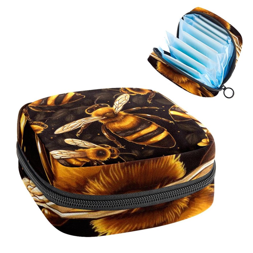 RODAILYCAY Period Bags for School, Sanitary Napkin Storage Bag for Feminine Pads, Starry Sky and Bee Ladies Menstrual Cup Pouch Sanitary Pads Organizer