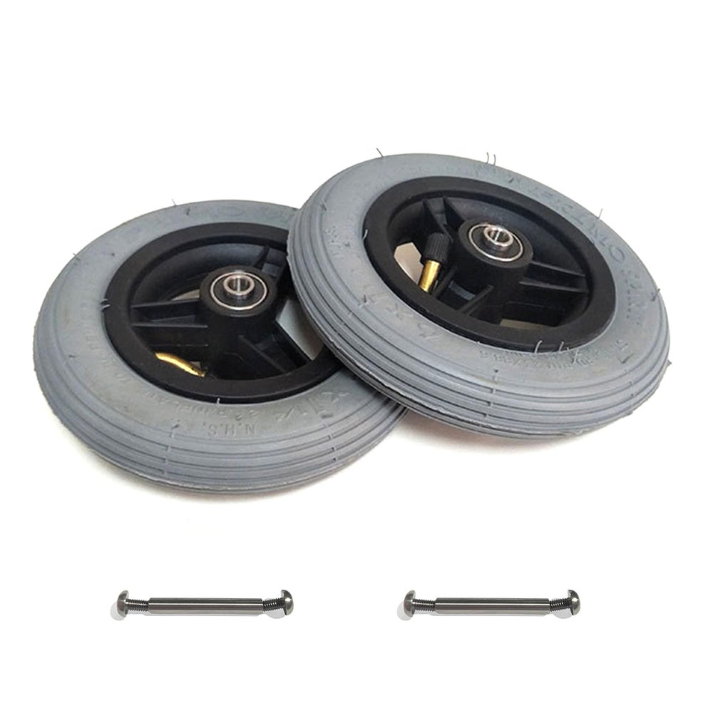 2 Pcs 6x1 Wheelchair Front Wheels Assembly, 6 Inch Inflatable Anti-Slip Rubber Replacement Wheelchair Wheels for Disabled Old People Wheelchairs with 5/16" (8 mm) Bearing