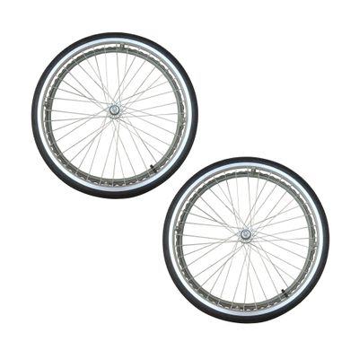 1 Pair 24 Inch Wheelchair Rear Wheels Assembly, 24 X1 3/8 Inflatable Rubber Tires, Aluminum Rim with 1/2" (12mm) for Manual Wheelchairs Disabled Old People (Color : Gray)