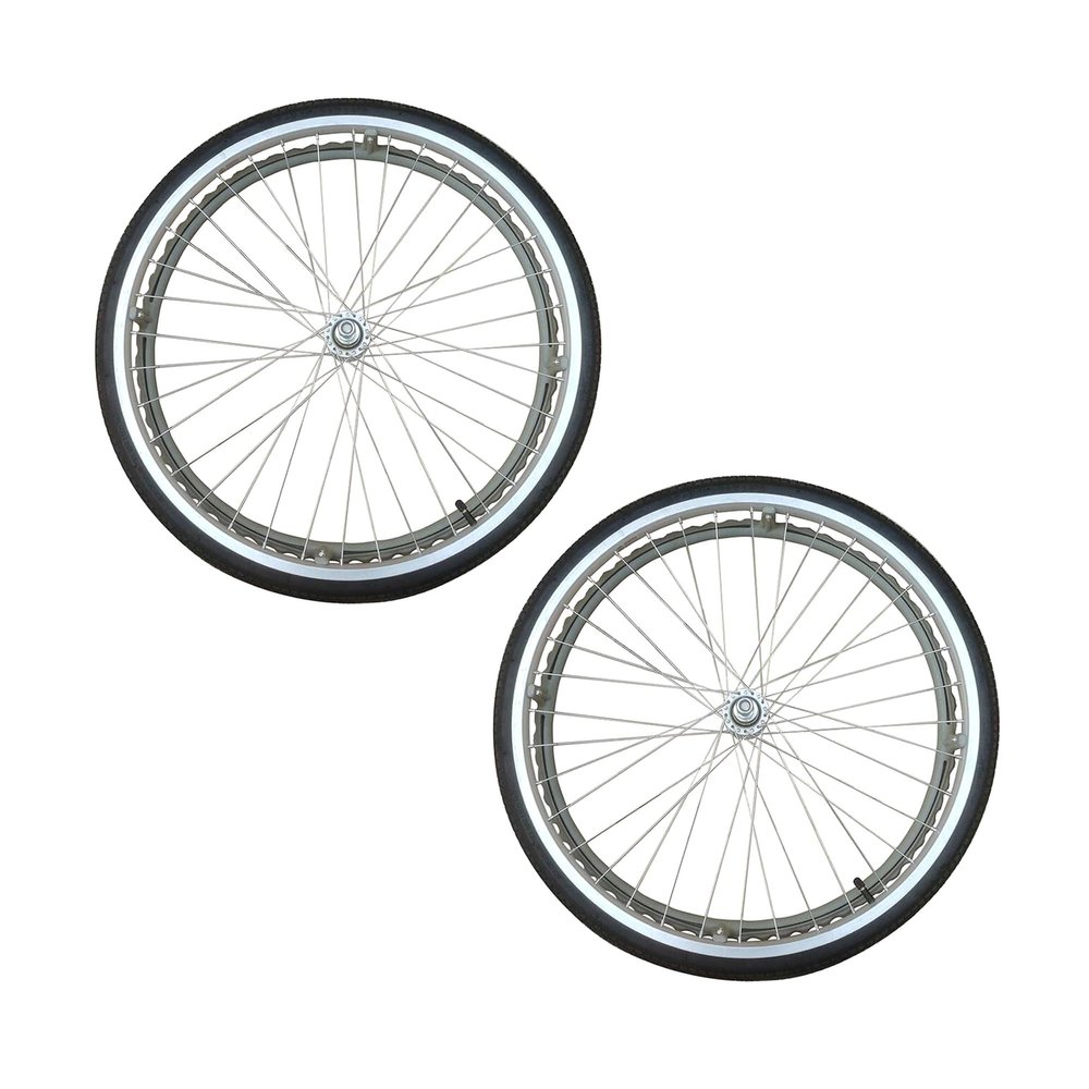 1 Pair 24 Inch Wheelchair Rear Wheels Assembly, 24 X1 3/8 Inflatable Rubber Tires, Aluminum Rim with 1/2" (12mm) for Manual Wheelchairs Disabled Old People (Color : Gray)