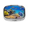 Coral and Sea Fish Square Pill Box Mini Metal Pill Case for Purse Small Cute 2 Compartment Medicine Pill Organizer Portable Pill Container Holder for Daily Medicine Vitamin view 1