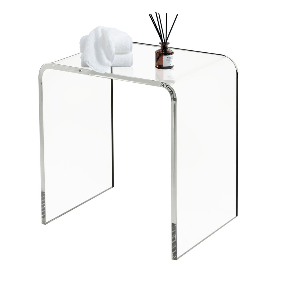 VDGPWA Premium Acrylic Shower Bench,16" L*12" W *18" H, 3/5"(15MM) Thick Acrylic Shower Stool,700lbs Weight Capacity Modern Clear Shower Seat for Inside Shower