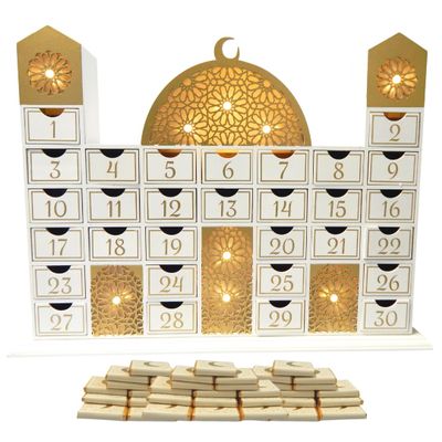 Ramadan Mosque Calendar and Cream Chocolates (Pack of 30)