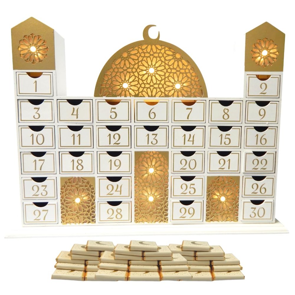 Ramadan Mosque Calendar and Cream Chocolates (Pack of 30)