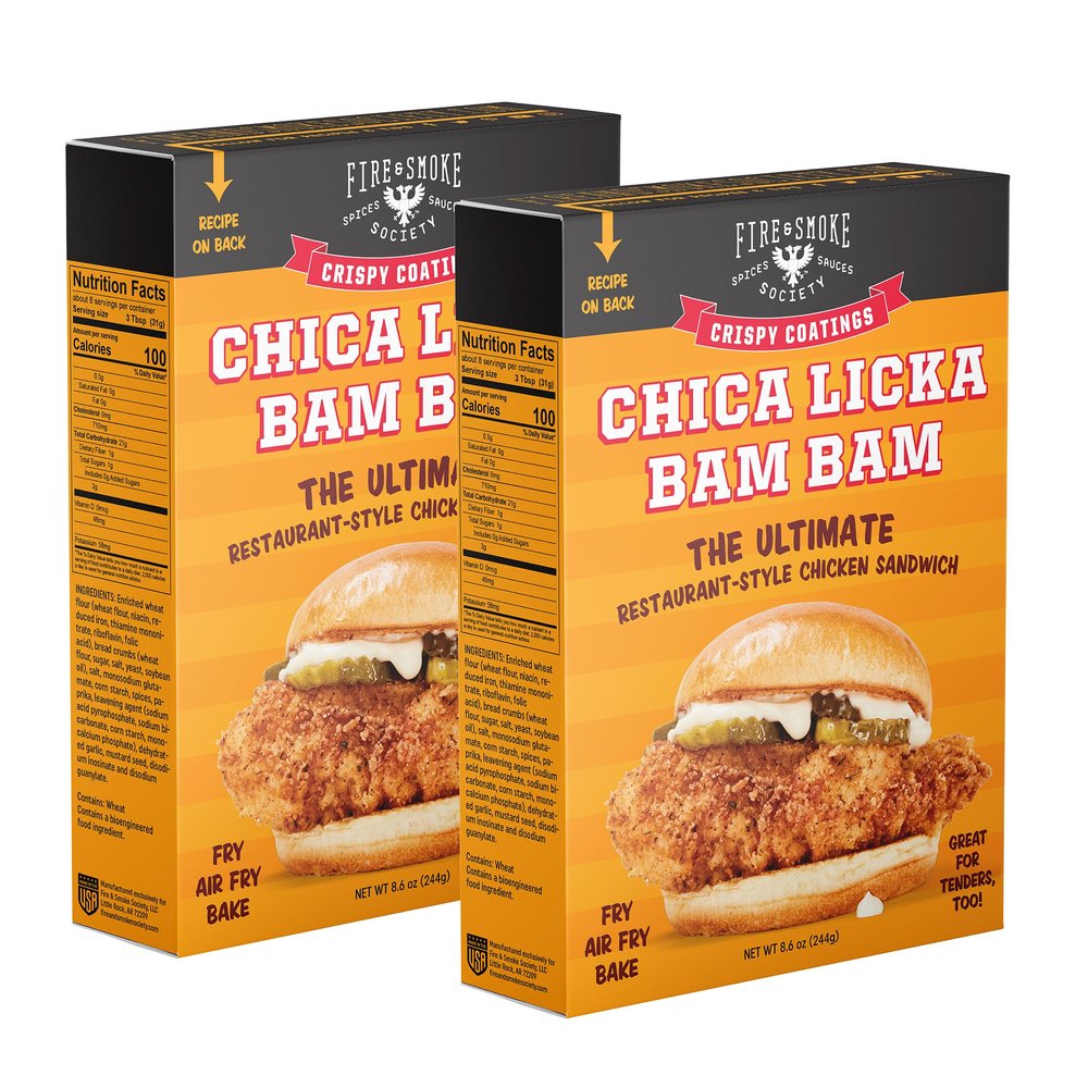 Fire & Smoke Society Chica Licka Chicken Fry Mix | Cajun Inspired Crispy Coating Chicken Seasoning | Baking, Frying, Air Frying | 8.6 oz (2-pack)