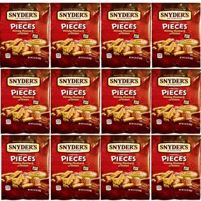 Snyder's of Hanover Pretzel Pieces, Honey Mustard Onion, 2.25 oz Pack of 12 bundled by SUPERDEALS with mystery gift in every order