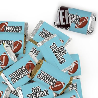 102 Pcs Light Blue Football Party Candy Favors Miniatures Chocolate - No Assembly Required - Touchdown