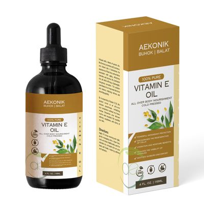 AEKONIK Organic Vitamin E Oil - Essential Pure Vitamin E Oil For Body Care and Skin Care - 4-Oz Bottle for Dry Skin, Wrinkles, Stretch Marks, Acne & Anti-Aging