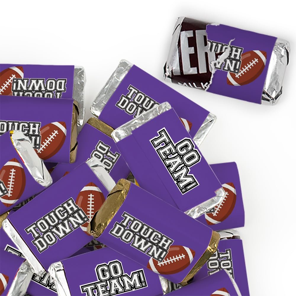 102 Pcs Purple Football Party Candy Favors Miniatures Chocolate - No Assembly Required - Touchdown