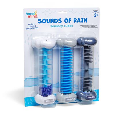 hand2mind Calming Sounds Sensory Tubes, Rain Sound Fidget Tubes, Rain Stick Instrument, Toddler Sensory Toys, Calm Down Corner Supplies, Science Classroom Weather Toys, Play Therapy Activities