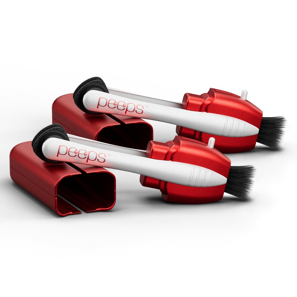 CarbonKlean Peeps Glasses Cleaner - for Eyeglasses, Reading Glasses, and More - Lens Cleaner with Carbon Microfiber Tech - Soft Touch Red - 2 Count