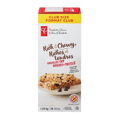 Loblaws Inc. President's Choice Rich & Chewy Chocolate Chip Granola Bars, 56 count, 1.34kg/2.9 lbs. Box (Imported from Canada)