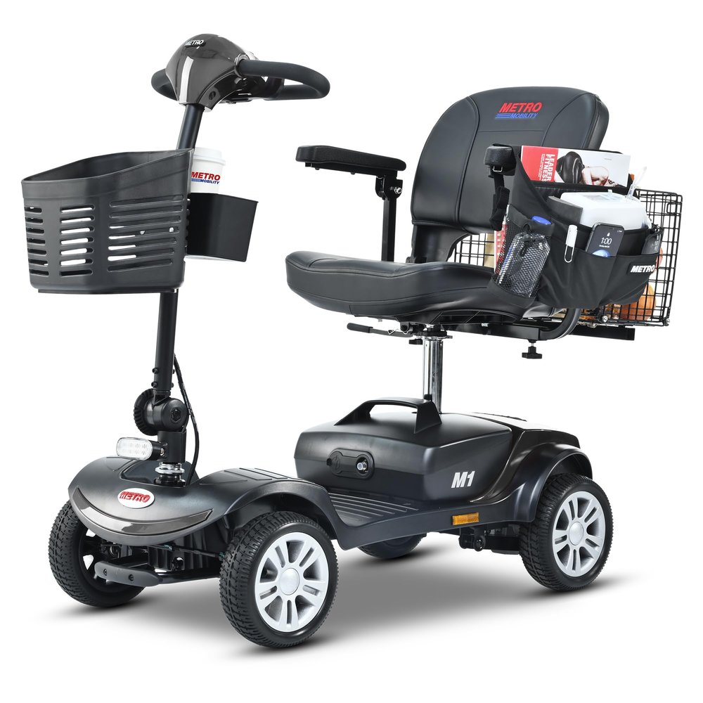 Folding Mobility Scooter for Seniors 4 Wheel Scooter for Adults Electric Medical Scooter Compact for Travel - Electric Powered Wheelchair Device - Compact Heavy Duty Mobile (Black)