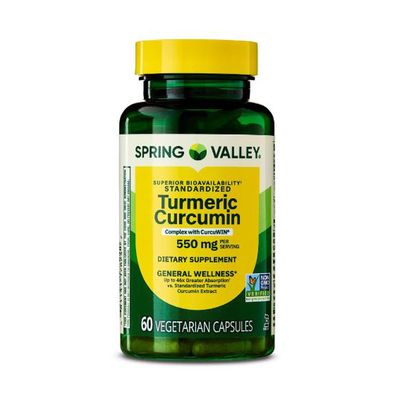 Turmeric Curcumin Complex with CurcuWIN General Wellness Dietary Supplement Vegetarian Capsules, 550 mg, 60 Count