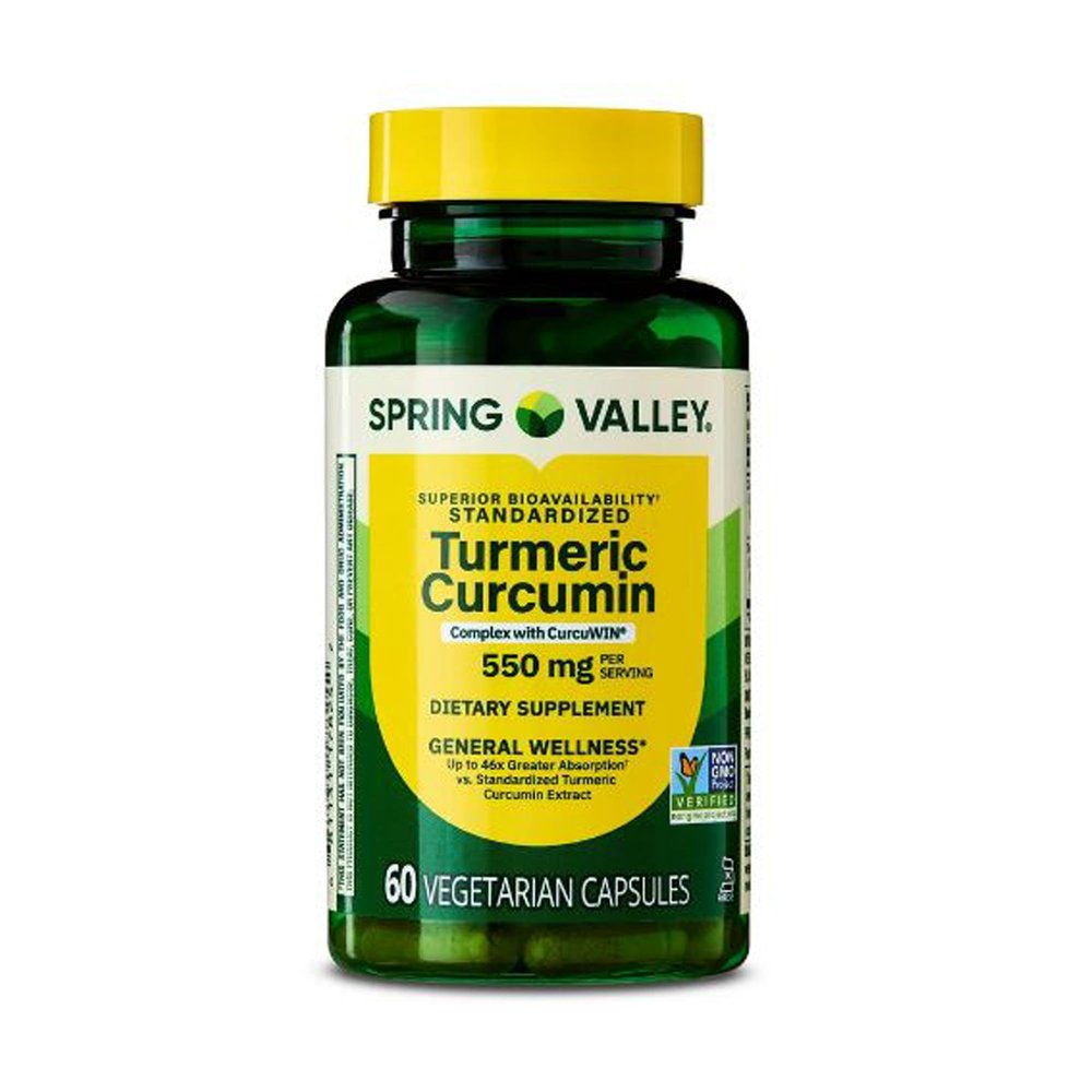 Turmeric Curcumin Complex with CurcuWIN General Wellness Dietary Supplement Vegetarian Capsules, 550 mg, 60 Count