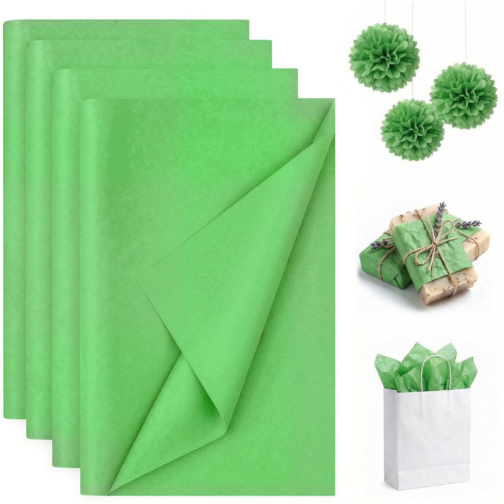 Koogel 330 Sheets Tissue Paper Bulk, 14 x 10 Inch Green Gift Wrapping Tissue Paper for Wedding Birthday DIY Crafts Art Project