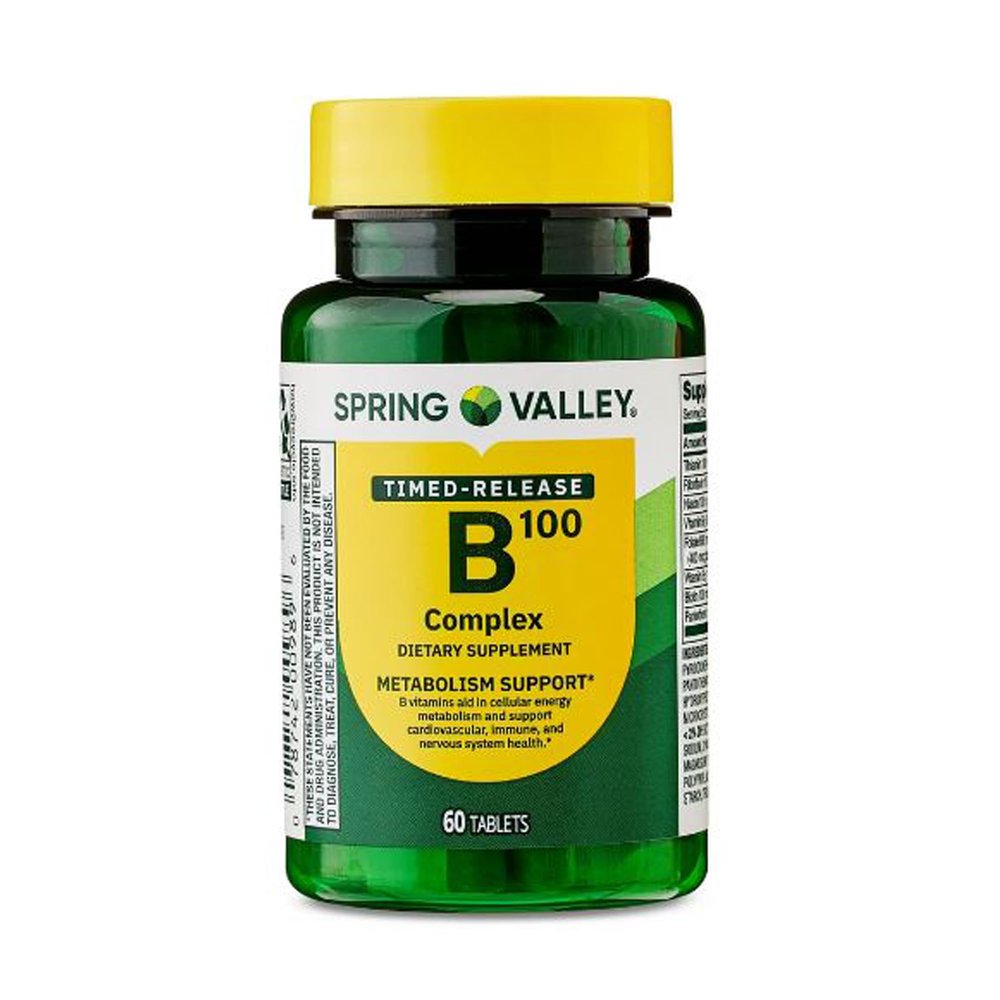 4 TOP CARE B-100 Complex Metabolism Support Dietary Supplement Timed-Release Tablets, 60 Count
