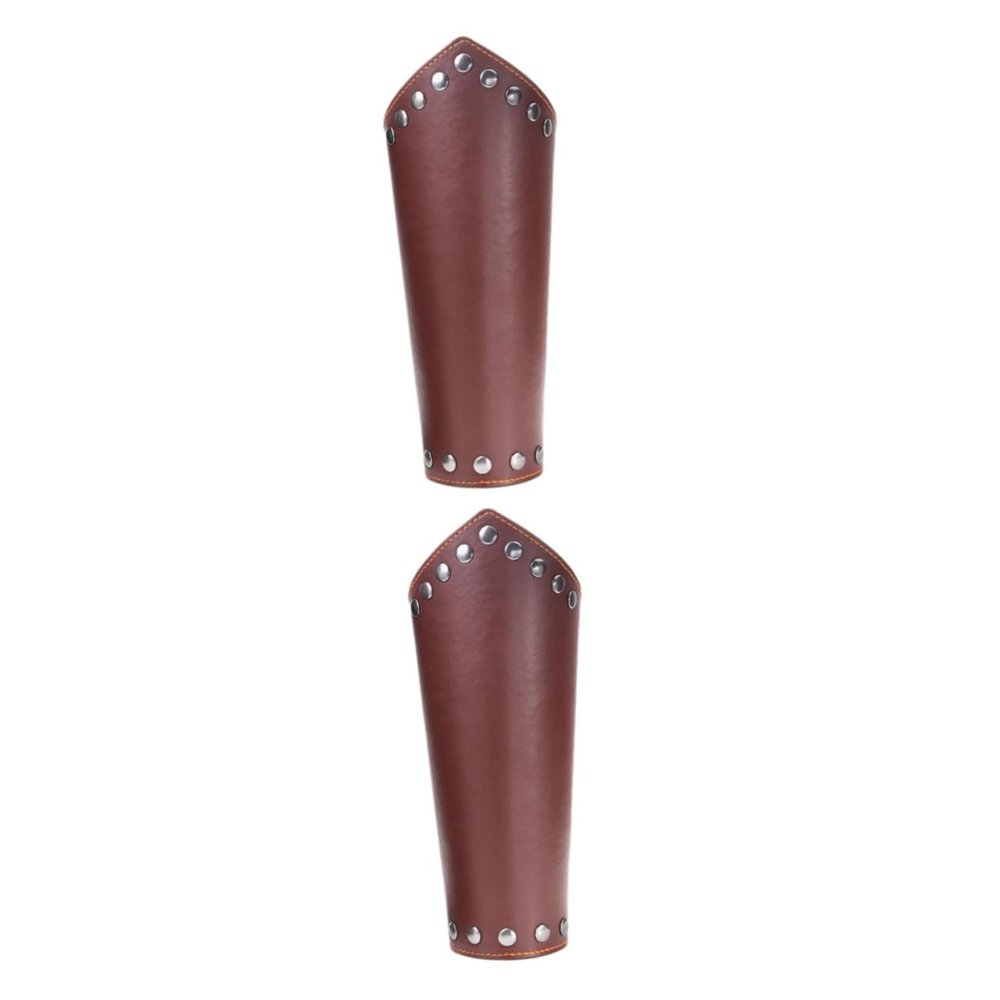 CALLARON 2pcs Punk Wrist Band in Brown Beads and Leather for Women Fashion and Comfort
