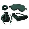 UUYYEO 4 Pcs Artificial Silk Sleep Masks Hair Scrunchies Headband and Pouches Soft Eye Mask Cover Stain Blackout Blindfold for Sleeping Wedding Bridesmaid Gifts Dark Green view 1