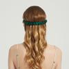 UUYYEO 4 Pcs Artificial Silk Sleep Masks Hair Scrunchies Headband and Pouches Soft Eye Mask Cover Stain Blackout Blindfold for Sleeping Wedding Bridesmaid Gifts Dark Green view 4