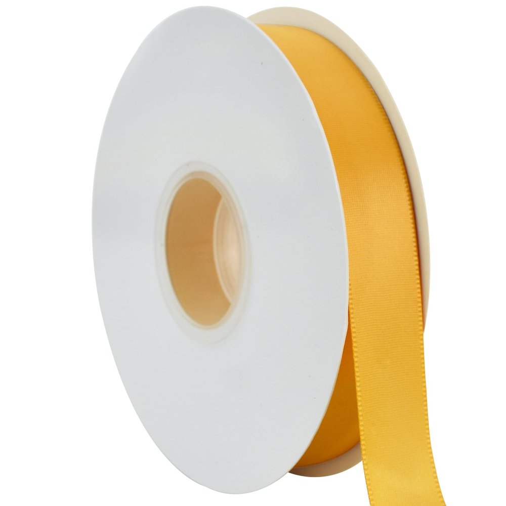 TONIFUL 7/8 Inch x 50yd Yellow Satin Ribbon Thin Solid Fabric Ribbon for Gift Wrapping, Floral Bouquets, Bows and Craft Making, Christmas Valentines Birthday Wedding and Party Decoration