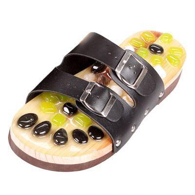 Acupressure Massage Slippers Massaging Shoes with Natural Stone Indoor Outdoor for Adults Elderly Gifts Universal Sandals, 39 to 40